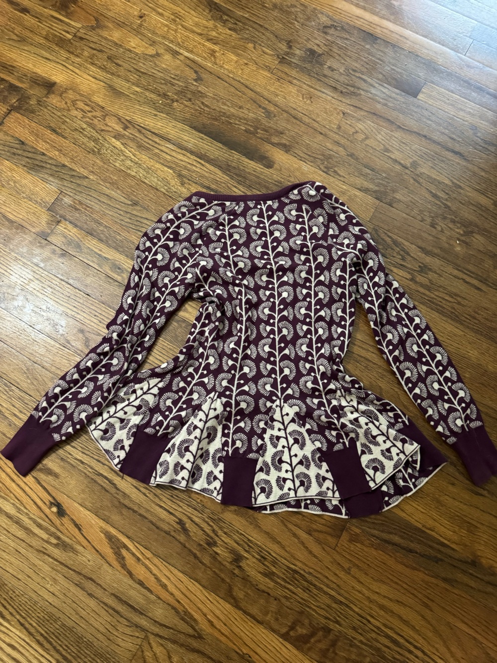 Anthropologie Purple and Cream Patterned Knit Cardigan - Picture 11 of 15